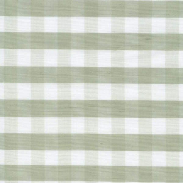 Gingham Check Yarn-Dyed Silk Shantung - Pear Green/Light Ivory