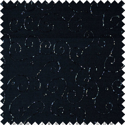 Beaded Silk Chiffon Fabric JB1016 color 199 Black with Blue by JB Silks