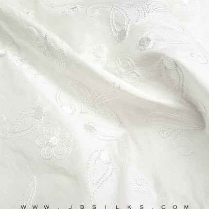 Embroidered Silk Yarn Dyed Shantung Doupioni Fabric JB135 color 100 White by JB Silks